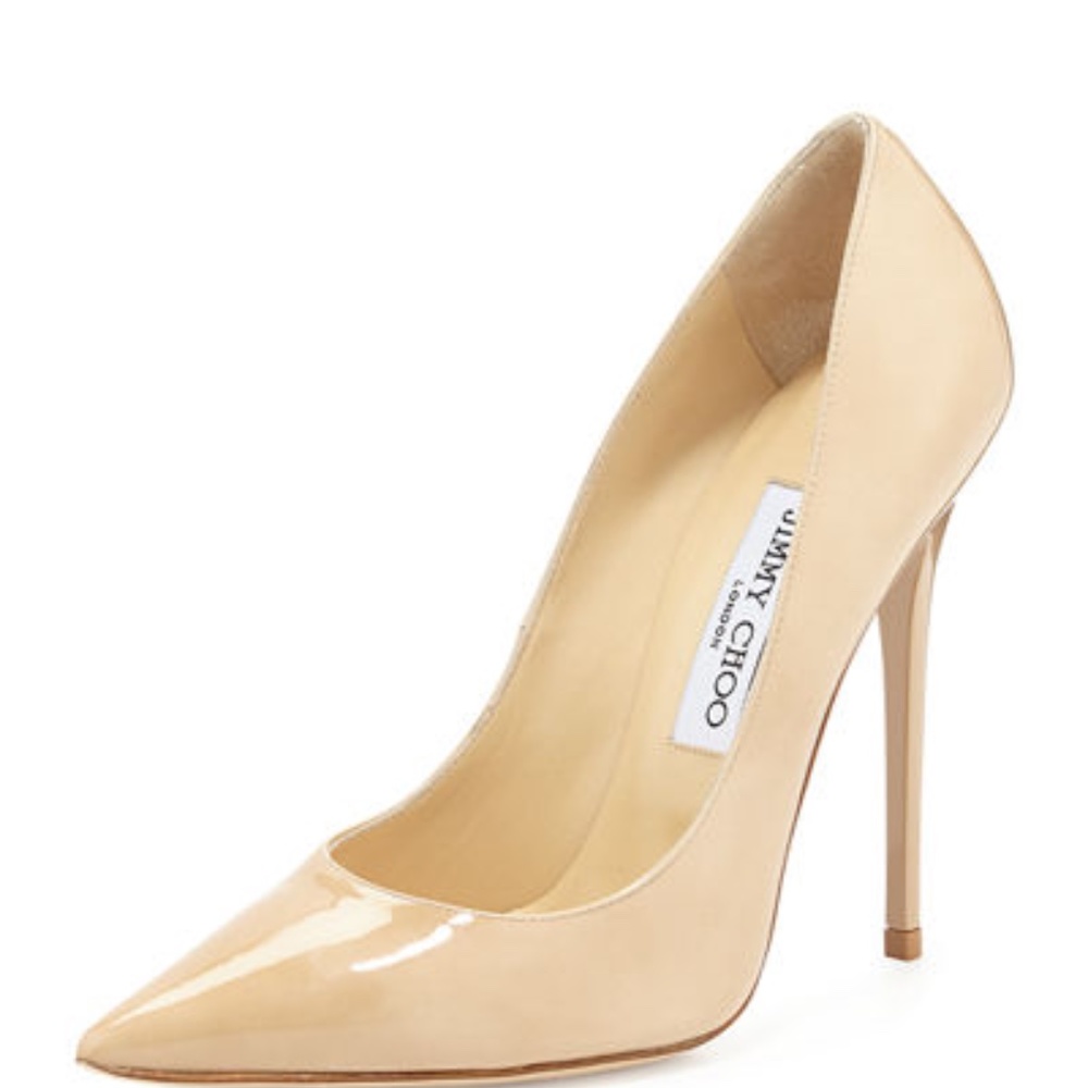 Jimmy Choo Anouk Nude Patent Leather Pump Size 41